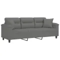 Canapé 3 places avec oreillers gris foncé 180 cm