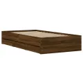 Cadre de lit et tiroirs chêne marron 100x200 cm bois ingénierie