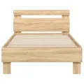Cadre de lit tête de lit chêne sonoma 90x190 cm bois ingénierie
