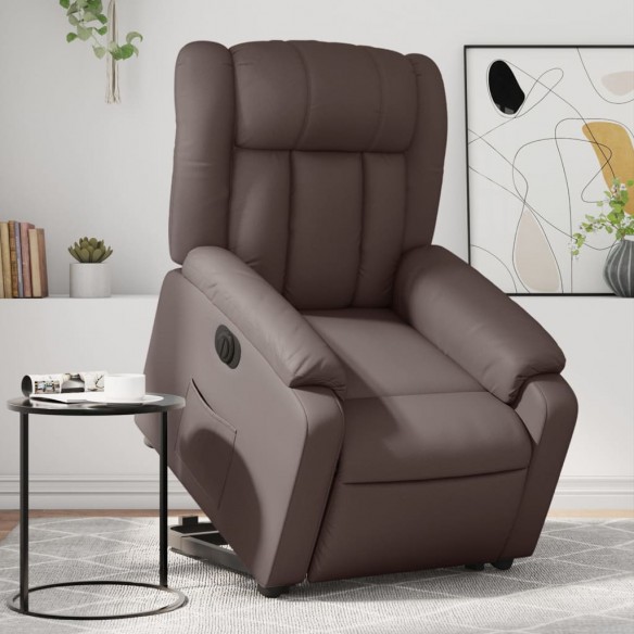 Fauteuil inclinable électrique marron similicuir