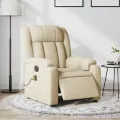 Fauteuil inclinable de massage électrique crème tissu