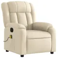 Fauteuil inclinable de massage électrique crème tissu