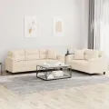 Ensemble de canapés 2 pcs avec coussins Beige Tissu microfibre
