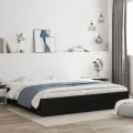 Cadre de lit avec tiroirs noir 180x200 cm bois d'ingénierie