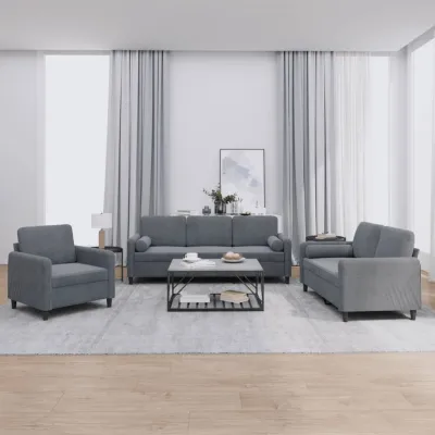 Ensemble de canapés 3 pcs avec coussins gris foncé velours