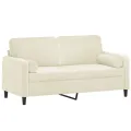 Canapé 2 places avec oreillers décoratifs crème 140 cm velours