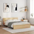 Cadre de lit avec tête de lit chêne sonoma 140x190 cm