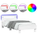 Cadre de lit avec tête de lit et lumières LED blanc 90x200 cm