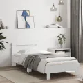 Cadre de lit avec tête de lit et lumières LED blanc 90x200 cm