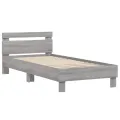 Cadre de lit tête de lit et lumières LED sonoma gris 90x200 cm