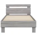 Cadre de lit tête de lit et lumières LED sonoma gris 90x200 cm