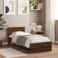 Cadre de lit avec tête de lit chêne marron 75x190 cm