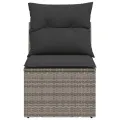 Canapé de jardin sans accoudoirs coussins gris résine tressée