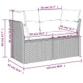 Canapé de jardin avec coussins 2 places beige résine tressée