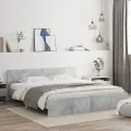 Cadre de lit avec tête de lit gris béton 180x200 cm