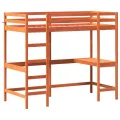 Lit superposé avec bureau cire marron 90x200 cm bois pin massif
