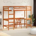 Lit superposé avec bureau cire marron 90x200 cm bois pin massif