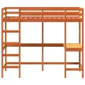 Lit superposé avec bureau cire marron 90x200 cm bois pin massif
