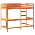 Lit superposé avec bureau cire marron 90x200 cm bois pin massif