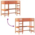 Lit superposé avec bureau cire marron 90x200 cm bois pin massif