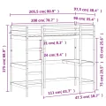 Lit superposé avec bureau cire marron 90x200 cm bois pin massif