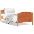 Cadre de lit avec tête de lit cire marron 75x190 cm bois de pin