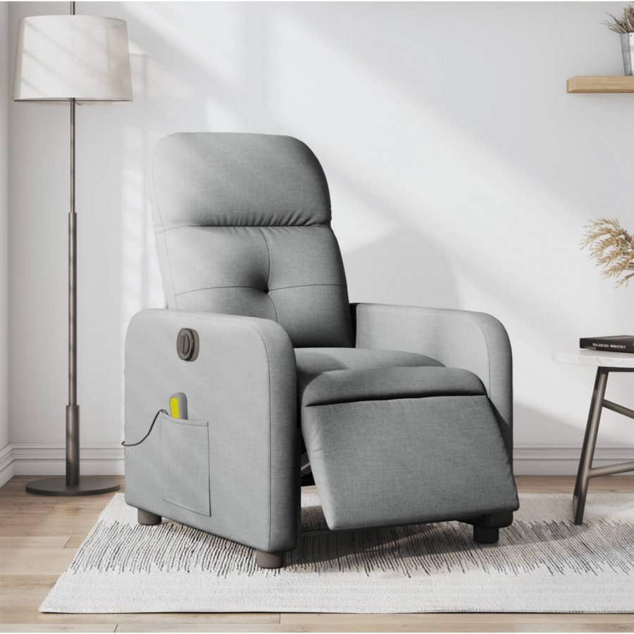 Fauteuil de massage inclinable électrique gris clair tissu