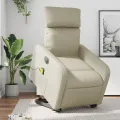 Fauteuil inclinable de massage électrique crème similicuir