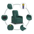 Fauteuil inclinable de massage électrique Vert foncé Tissu