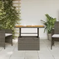 Table de jardin gris 90x55x71cm Résine tressée et bois d'acacia