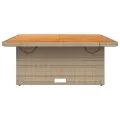 Table de jardin beige 110x110x71 cm résine tressée bois acacia