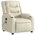 Fauteuil inclinable de massage Crème Similicuir