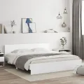 Cadre de lit avec tête de lit et LED blanc 200x200 cm