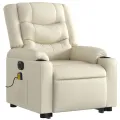 Fauteuil inclinable de massage électrique crème similicuir