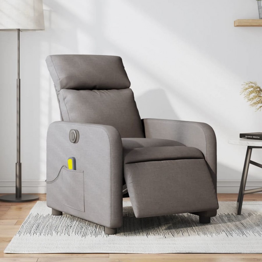 Fauteuil de massage inclinable électrique Taupe Tissu