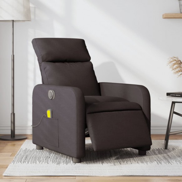 Fauteuil de massage inclinable électrique Marron foncé Tissu