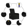 Fauteuil de massage inclinable Noir Tissu