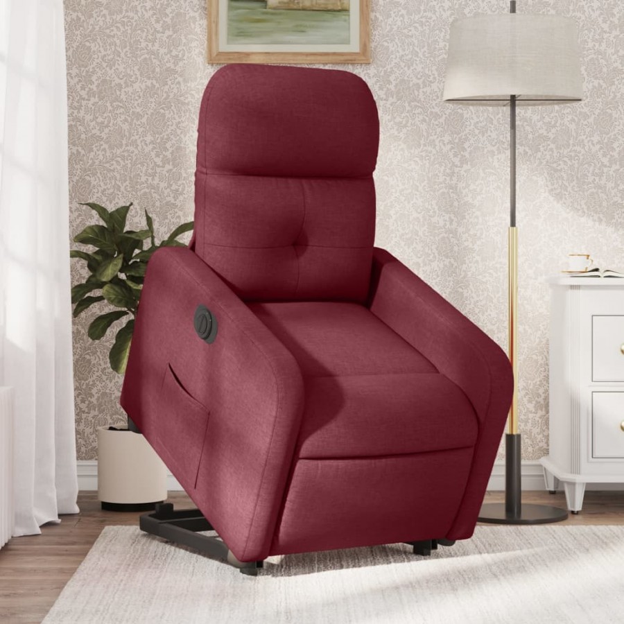 Fauteuil inclinable électrique rouge bordeaux tissu