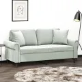 Canapé 2 places avec oreillers gris clair 140 cm velours