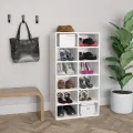 Étagère à chaussures Blanc 54x34x100,5 cm Bois d'ingénierie