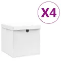 Boîtes de rangement avec couvercles 4 pcs 28x28x28 cm Blanc