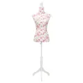 Buste de couture de femme en coton blanc motifs à rosiers