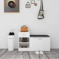 Banc à chaussures Blanc brillant 94,5x31x57 cm Aggloméré