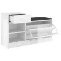 Banc à chaussures Blanc brillant 94,5x31x57 cm Aggloméré