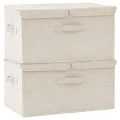 Boîtes de rangement 2 pcs Tissu 50x30x25 cm Crème