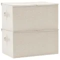 Boîtes de rangement 2 pcs Tissu 50x30x25 cm Crème