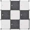Organisateur de rangement cube avec 9 compartiments Noir/Blanc