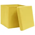 Boîtes de rangement et couvercles 10 pcs Jaune 32x32x32cm Tissu