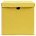 Boîtes de rangement et couvercles 10 pcs Jaune 32x32x32cm Tissu