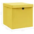 Boîtes de rangement et couvercles 10 pcs Jaune 32x32x32cm Tissu